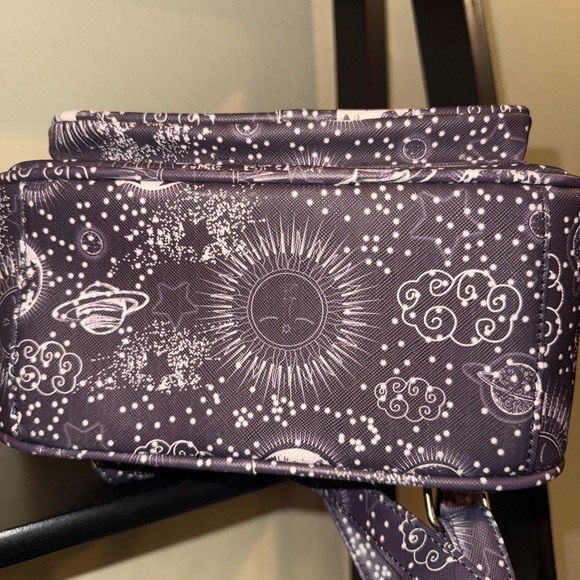 Black Under One Sky Celestial Cosmic Print Small Backpack Tarot Vibe NWT - Picture 9 of 9